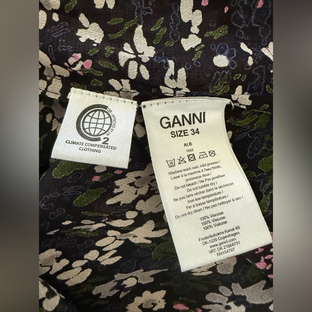 Ganni‎ Georgette Sleeveless Floral Blouse FR Size 34 - Picture 5 of 5